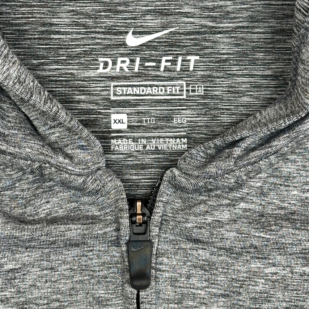 Nike Dri-FIT Mens XXL Full Zip Hoodie Charcoal Grey Heathered Standard Fit 562 - Picture 2 of 7